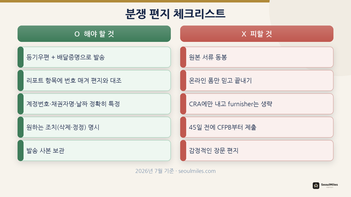 분쟁 편지 체크리스트